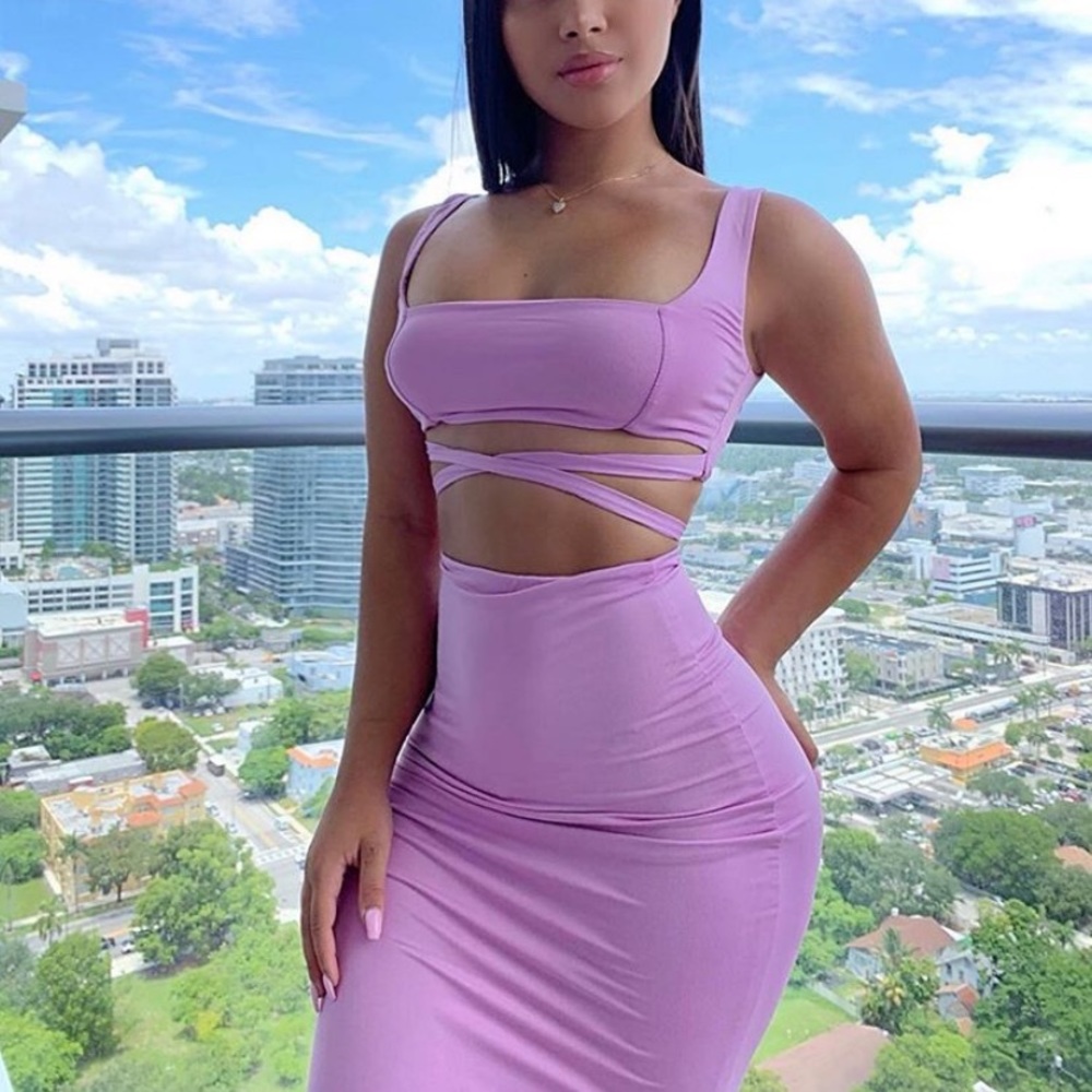 Lavender 2 piece set crop top & long skirt